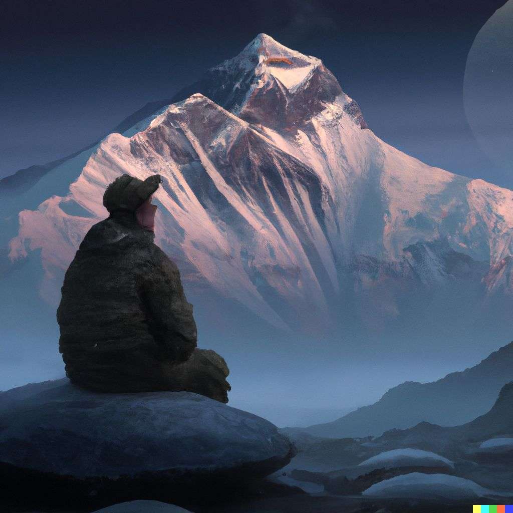 someone gazing at Mount Everest, by Stephan Martiniere